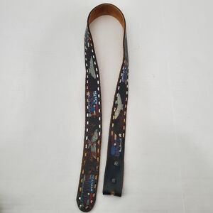 Vintage Brown Leather Hand Tooled Hand Painted USA Flag And Eagle Belt Sz 40